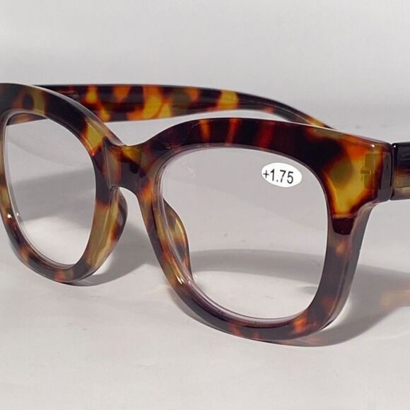1138 Mona Reading Glasses 1.75 Sq Eyeglasses Tortoise Frames Readers NWT - Picture 8 of 9
